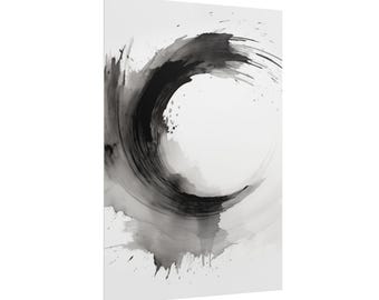 Impression minimaliste coup de pinceau | Grande peinture à l'encre monochrome