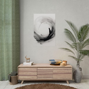 zen art poster monochrome painting abstract wall decor neutral abstract decor large wall print Japanese ink style minimalist ink painting