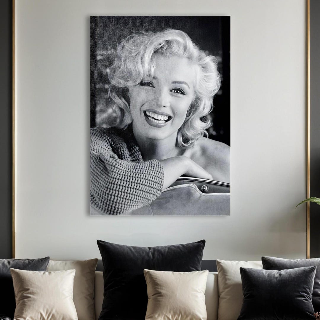 Marilyn Monroe Canvas Print, Black and White Hollywood Glamour Wall Art ...
