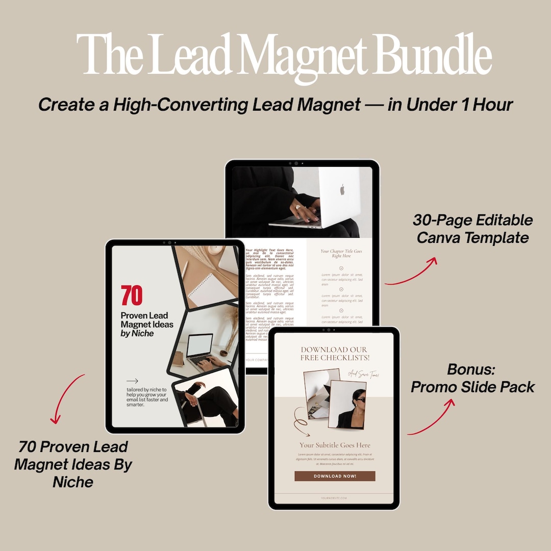 Lead Magnet Template Bundle (MRR + PLR) | Canva Ebook Template + 70 ...