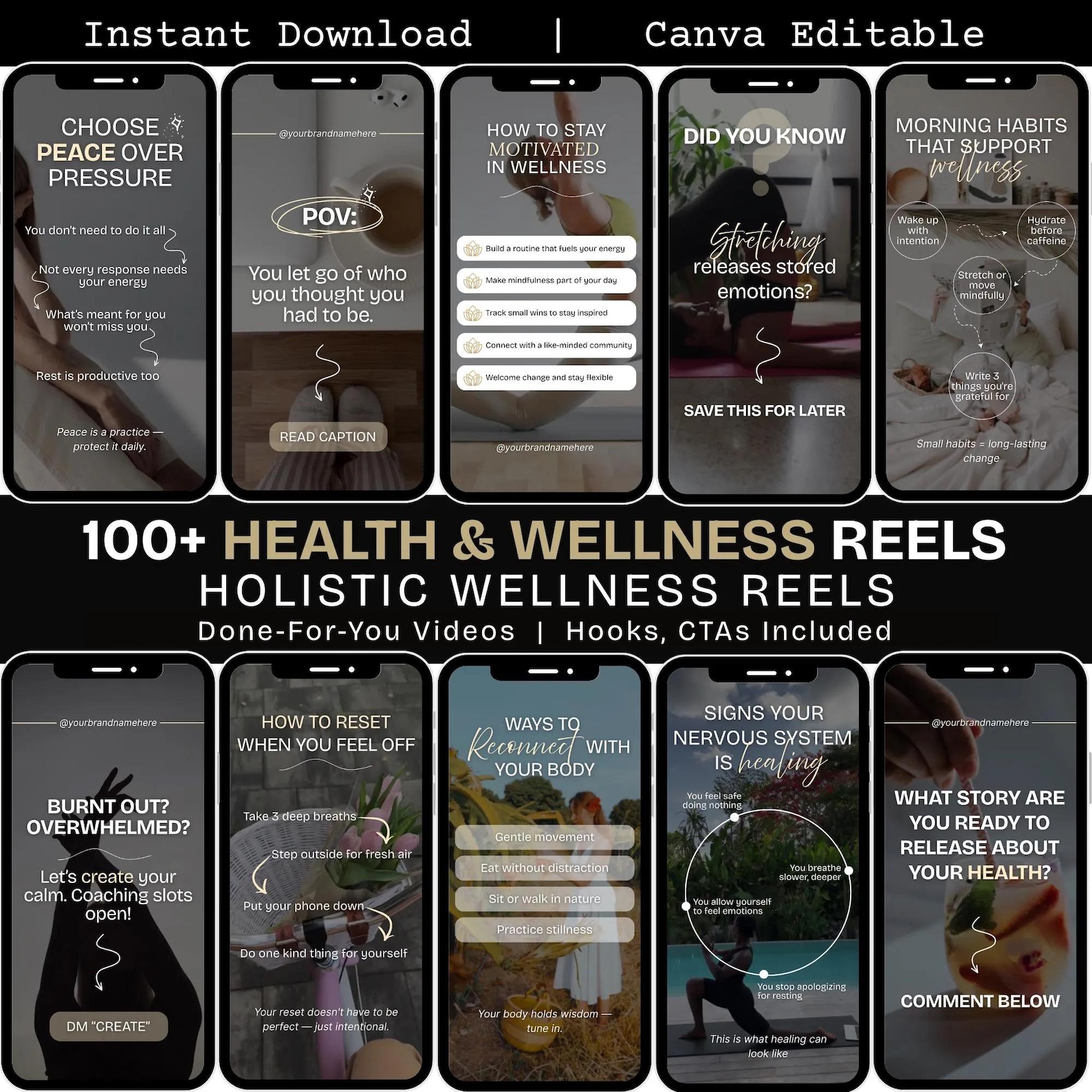 Wellness Instagram Reels Templates, Holistic Coach Reels Canva ...