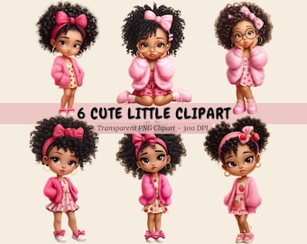 Strawberry Baby Girl Clipart: African American PNG Bundle (Digital Download)