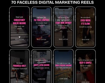 Faceless Digital Marketing Videos for Digital Marketers Reel, Done For You Digital Marketing Faceless Reels, Instagram Reels Canva Templates