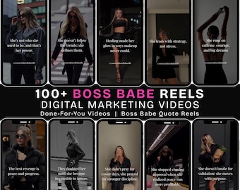 Instagram Reels Motivational Quotes Video Empowering Women Quote Instagram Bundle, Faceless Boss Girl Reels, DFY, Canva Template Reel