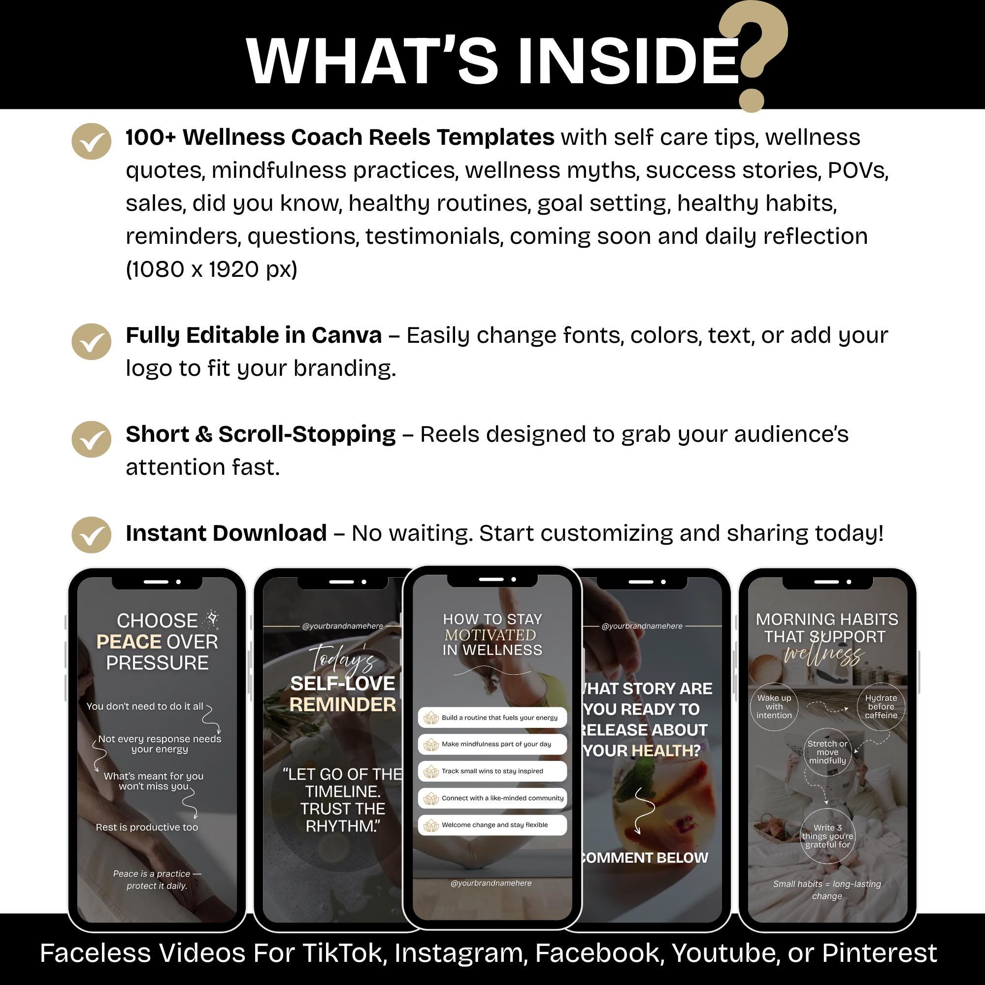 Wellness Instagram Reels Templates, Holistic Coach Reels Canva ...