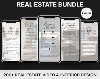 Real Estate Social Media Instagram Bundle, Real Estate Reels Template, Realtor Instagram Canva Template, Real Estate Marketer Videos Reel