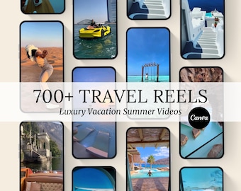 700+ Faceless Travel Reels: Social Media Content (Canva Editable)