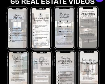 Plantilla para reels inmobiliarios, paquete de Instagram para redes sociales inmobiliarias, plantilla de Canva para Instagram de agentes inmobiliarios, reel de videos para marketing inmobiliario