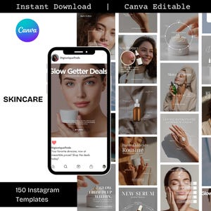 Skincare Instagram Templates Esthetician Social Media Templates Canva, Medspa Social Media, Skincare Coach Template, Editable Canva Template