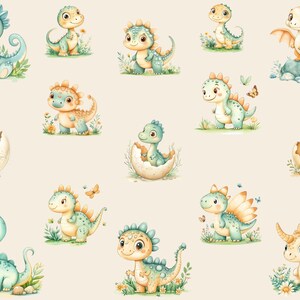 Watercolor Dinosaur Clipart Bundle Cute Dino Clipart Baby Dinosaur ...