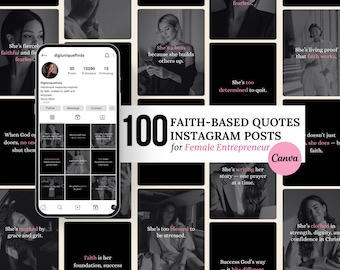 Faith-Based Christian Quotes Instagram Posts Lady Boss Quotes for Female Entrepreneurs Instagram Quotes Bible Verse Canva Editable
