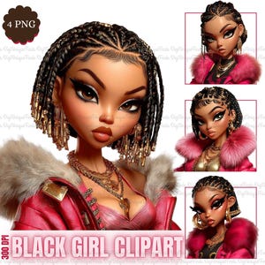 Black Woman Girl Clipart Fashion Black Woman Clipart Melanin Girl Clipart, Black Girl Magic Sublimation Png, Commercial Use Clipart Bundle
