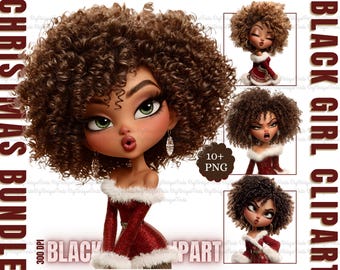 Black Girl Christmas Clipart Bundle Funny Girl Clipart African American Png Black Woman Christmas Png Junk Journaling Clipart Downloadable
