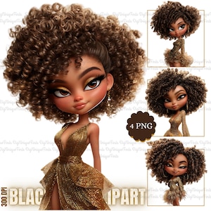 Zwart meisje clipart mode Afro vrouw melanine meisje clipart zwart meisje magie sublimatie PNG clip art bundel commercieel gebruik clipart bundel