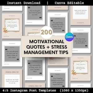 Plantillas de Instagram para terapeutas, frases motivacionales para la salud mental, plantillas de Canva para salud mental, plantillas DFY