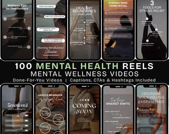 Mental Health Reels, Therapist Reels, Mental Health Instagram Template, Therapist Canva Templates, Social Medias Reel for Coaches