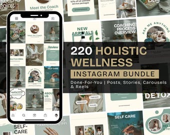 Holistic Wellness Instagram Template Bundle, Editable Instagram Canva Templates for Holistic Coaching Instagram Template, Health Reels