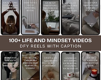 Done-For-You Reels Captions, DFY Instagram Content for Life & Mindset Coaches Canva Template, Motivational Growth Mindset, Wellness Reels