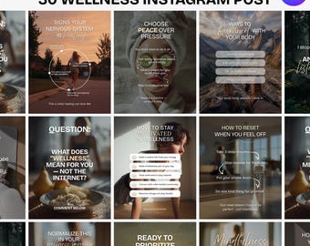 Modelos do Instagram no Canva para Saúde e Bem-Estar, Conteúdo para Coach de Saúde, Posts sobre Bem-Estar, Coach de Vida, Modelos de Instagram para Bem-Estar