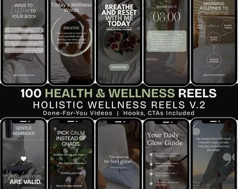 Wellness Instagram Reels Templates, Holistic Coach Reels Canva, Faceless Marketing Reels Social Media Reel Videos for Wellness Coach Reels