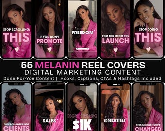 Faceless Instagram Reel Cover, Faceless Melanin Reels Canva Templates, Boss Girl Reel Covers, Done-For-You Templates, Instagram Reels Cover