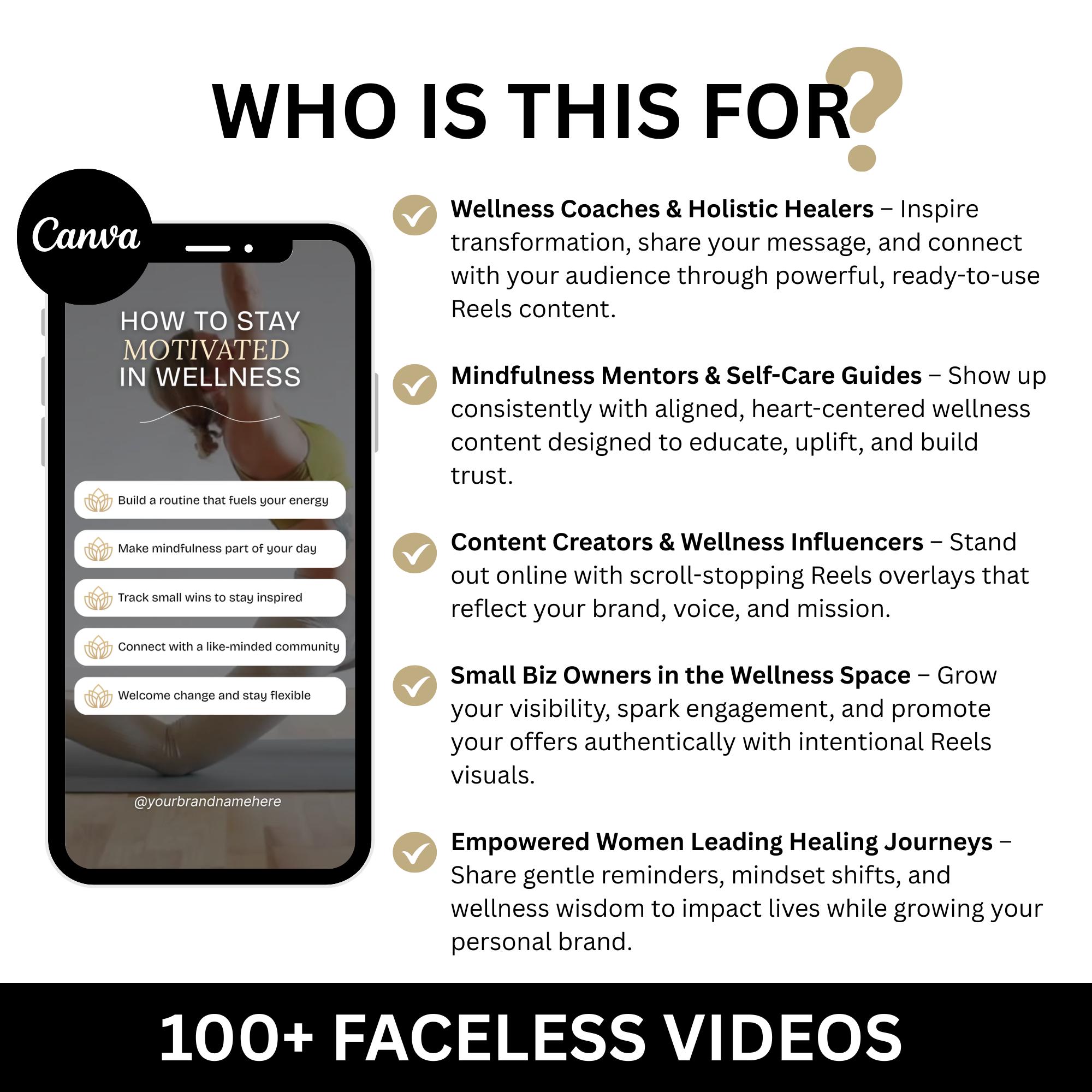 Wellness Instagram Reels Templates, Holistic Coach Reels Canva ...