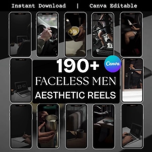 Faceless Videos Men Reels Dark Aesthetics, Men Reels Instagram Faceless Marketing Digital Bundle, Faceless Men Reels Instagramable Reels