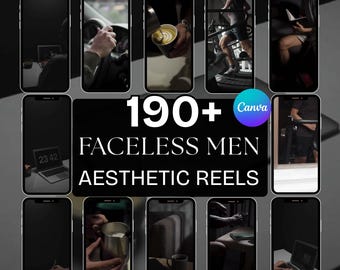 Faceless Videos Men Reels Dark Aesthetics, Men Reels Instagram Faceless Marketing Digital Bundle, Faceless Men Reels Instagramable Reels