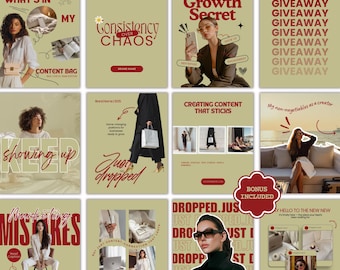 Bold Instagram Templates Canva Editable, Instagram Post Template, Social Media Templates, Social Media Manager Templates, Modern Template