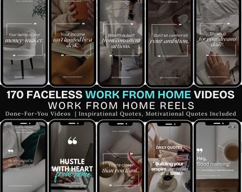 Motiverende Instagram-citaat haspelsjabloon, inspirerend citaat en werkende haspels gezichtsloze digitale marketingvideo's, videosjabloon thuiswerken