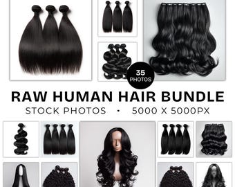 Raw Hair Bundle Photos, Hair Extension Stockphoto Wig Hair Photoshoot Hair Brand Website Raw Human Hair Bundles for Hair Business Photos