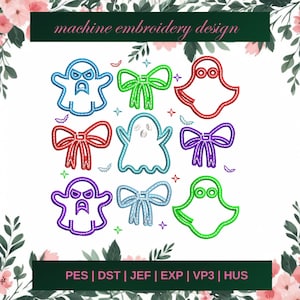 Ghost halloween embroidery designs, spooky season machine embroidery designs, halloween embroidery design, spooky season embroidery pattern,