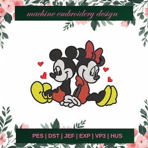 Valentine Couple embroidery designs, Mouse couple machine embroidery designs, Mouse lover embroidery design, gift for her embroidery pattern
