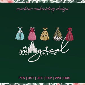 magic embroidery designs, gift for her machine embroidery designs, princess embroidery design, embroidery pattern, 3 SIZE - Instant download