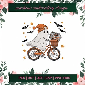 Cute Ghost Halloween Embroidery Pattern, ghost Machine Embroidery Designs, halloween embroidery file, cute ghost 3 SIZE - Instant Downloads