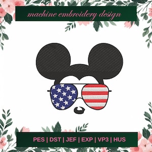 mouse lover embroidery designs, 4th of july machine embroidery designs, cute mouse embroidery design, embroidery pattern, 3 SIZE - Instant d