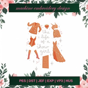 Showgirl era embroidery designs, Taytay Swifties embroidery design, machine embroidery patterns 3 SIZE instant download