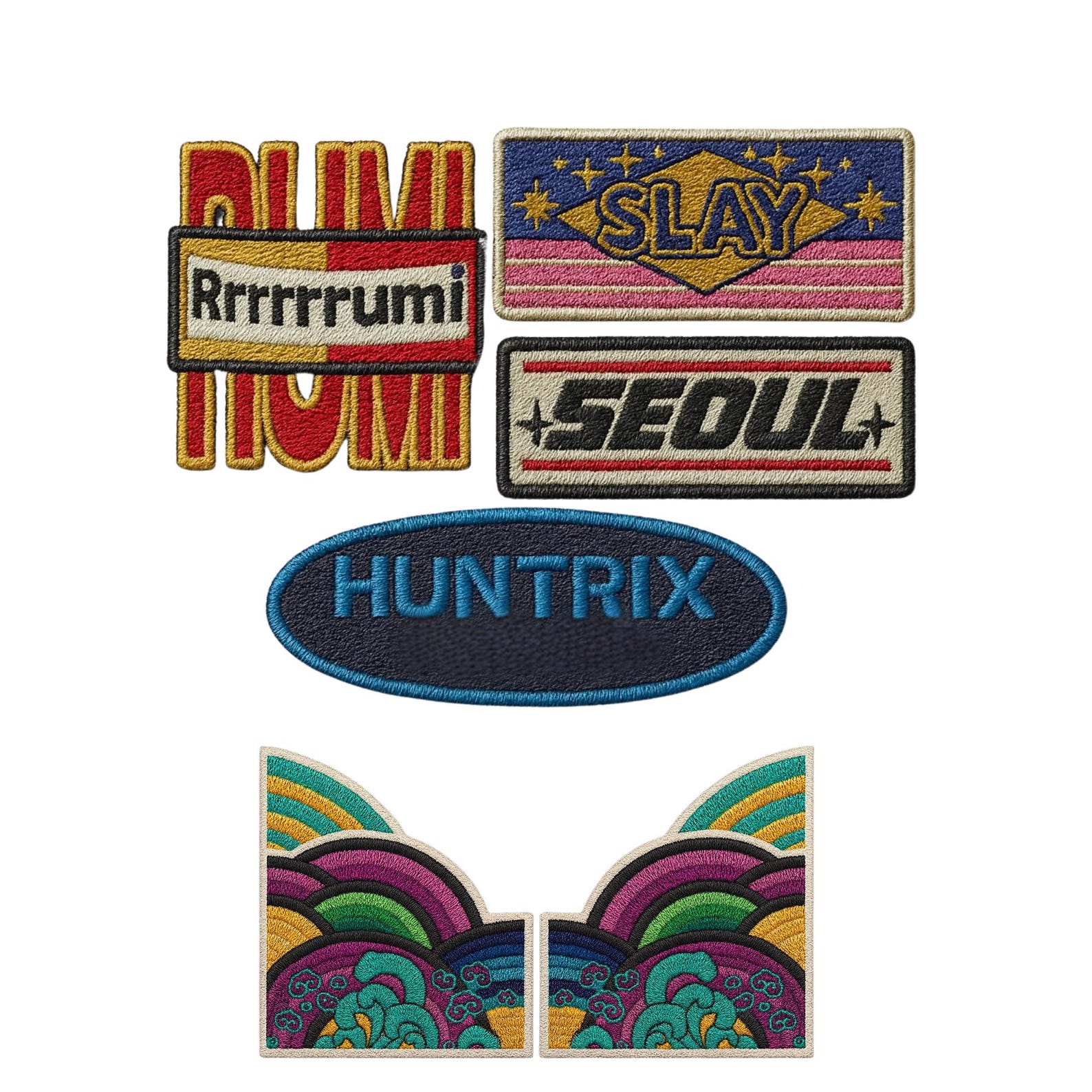Huntrix Patch Huntrix Patch Set, Retro Korean Inspired Embroidered Patches, Colorful ...