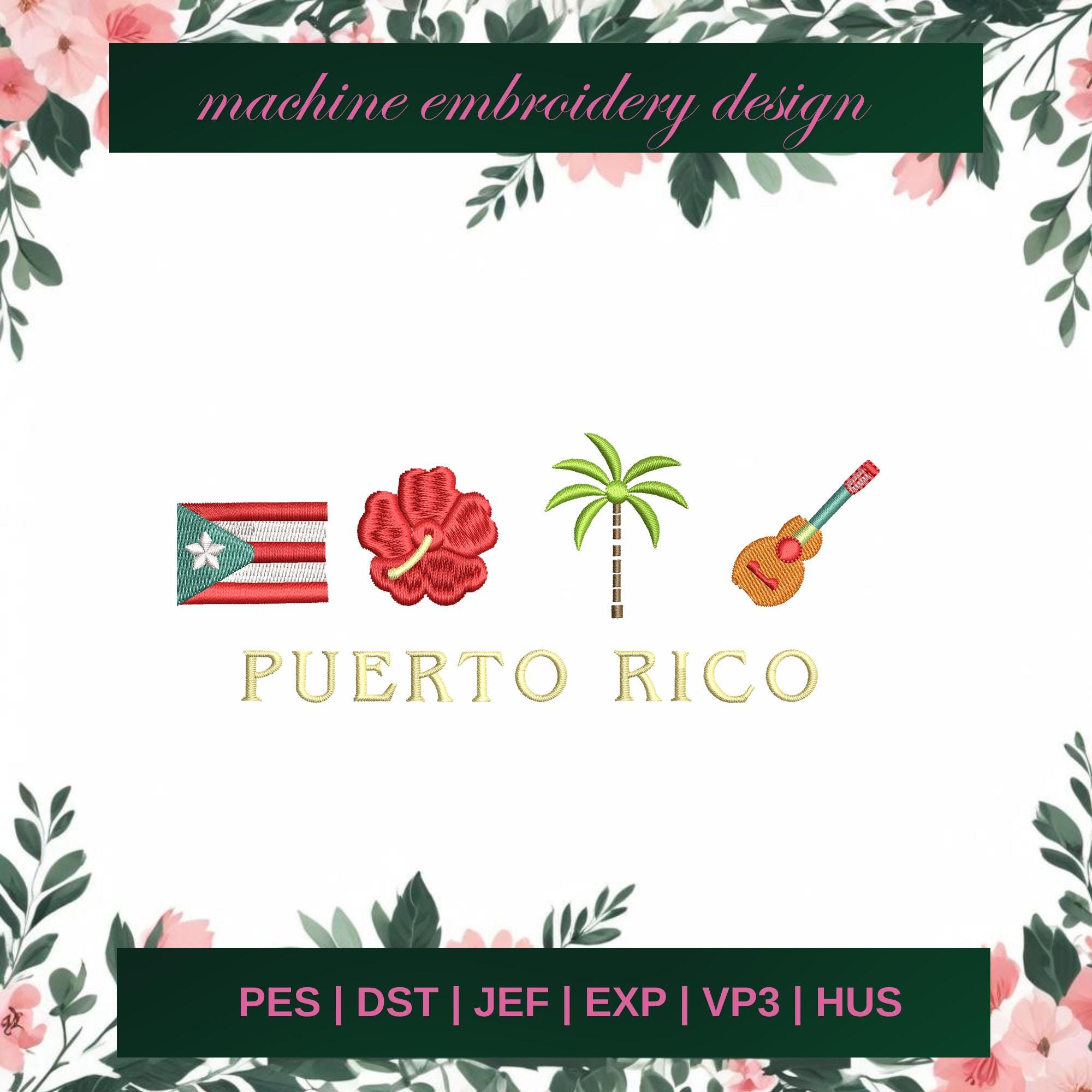 Puerto rico embroidery designs, travel machine embroidery designs, Puerto rico icon embroidery design, embroidery pattern, 3 SIZE - Instant