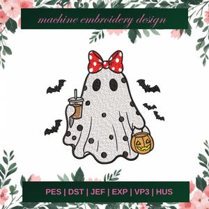 Pumpkin ghost embroidery designs, Halloween embroidery pattern, machine embroidery designs 3 SIZE instant downloads