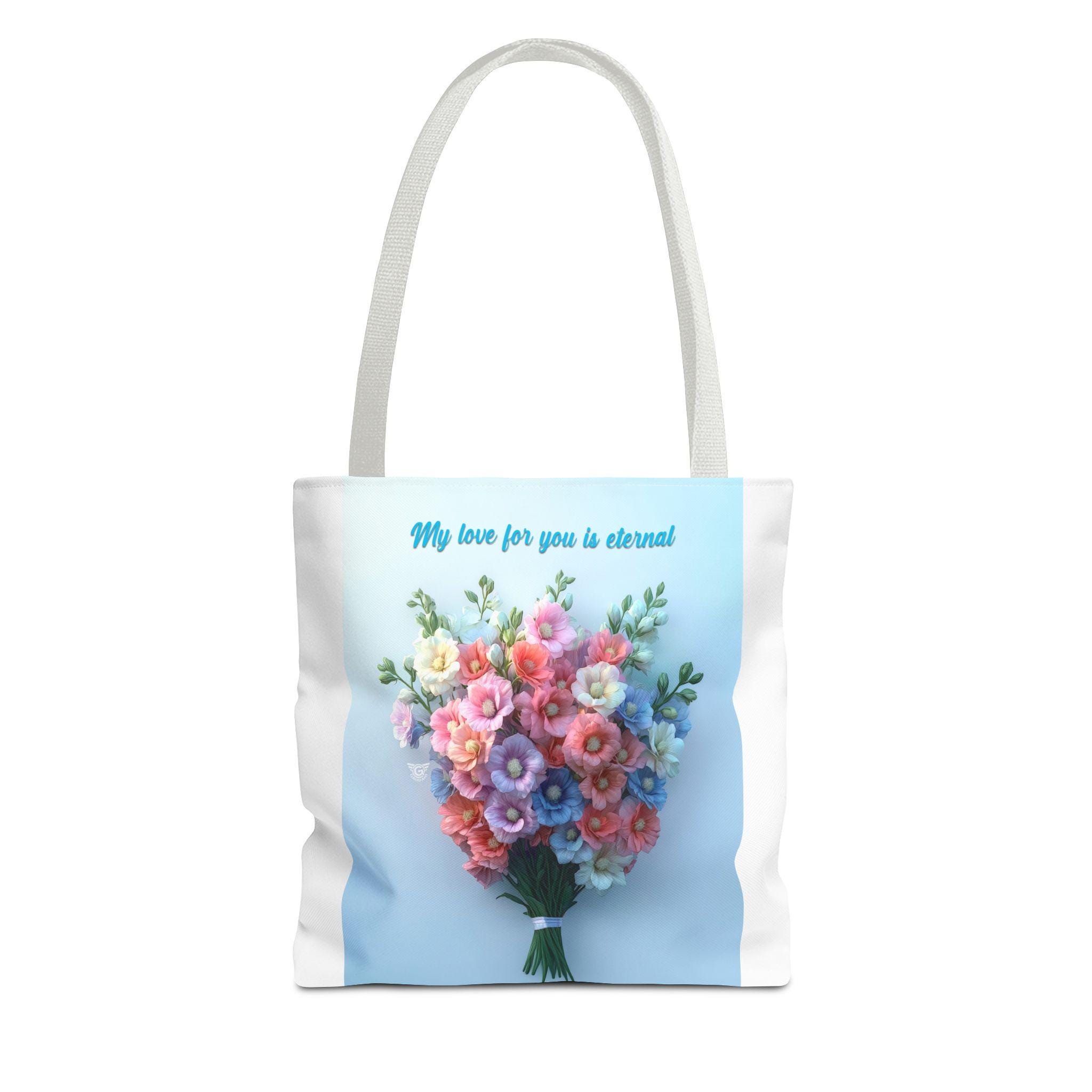 花柄キャンバストートバッグ：永遠の愛の花のデザイン - Etsy 日本