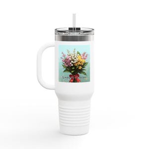 Floral Insulated Travel Mug, Perfect Gift for Flower Lovers, Outdoor Adventures, Ecofriendly Drinkware, Birthday, Wedding, Valentines Day