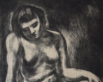 vintage WLLIAM GIVLER lithograph print nude WPA era