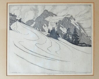 signed ROI PARTRIDGE etching Up North 1927