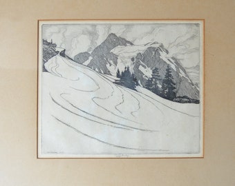 signed ROI PARTRIDGE etching Up North 1927