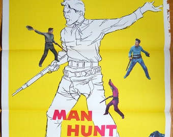 vintage original 1958 film poster MAN HUNT From Hell to Texas