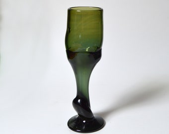 vintage BUZZ WILLIAMS Alder House studio glass goblet  1970s OREGON