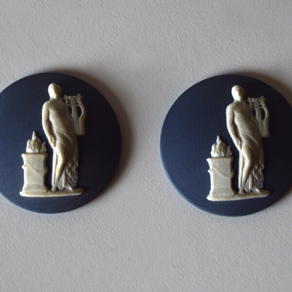 WEDGWOOD ceramic Jasperware cameo unmounted pair jewelry earring cufflinks