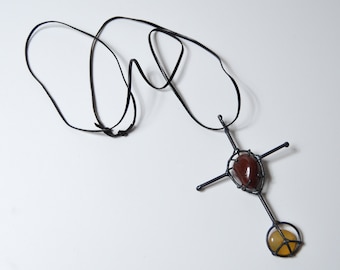 vintage necklace cross peace sign MAX ROBILLARD bohemian artist jewelry 1960s 1970s
