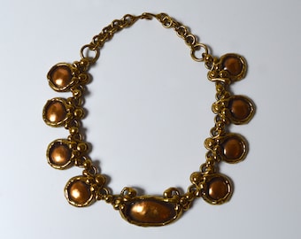 vintage large chunky necklace MAX ROBILLARD bohemian artist jewelry 1960s 1970s